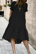 Kelsidress Solid Crewneck Short Sleeve Ruffle Dress