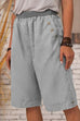 Kelsidress Short décontracté en lin et coton avec boutons et poches