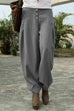 Pantaloni casual in cotone e lino con bottoni Kelsidress