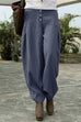 Kelsidress Casual Buttons Cotton Linen Pants