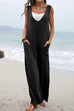 Kelsidress V Neck Sleeveless Wide Leg Jumpsuit with Pockets