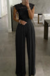 Kelsidress Crewneck Lace Splice Wide Leg Jumpsuit