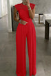 Kelsidress Crewneck Lace Splice Wide Leg Jumpsuit