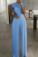 Kelsidress Crewneck Lace Splice Wide Leg Jumpsuit