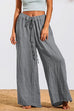 Kelsidress Drawstring Waist Wide Leg Cotton Linen Pants