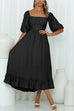 Kelsidress Square Collar Lantern Sleeves High Waist Dress