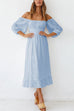 Kelsidress Square Collar Lantern Sleeves High Waist Dress