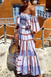 Kelsidress - Robe longue imprimée sans manches à épaules dénudées et taille nouée