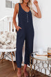 Kelsidress U Neck Buttons Tank Jumpsuit with Pockets