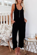 Kelsidress Buttons Wide Leg Tank Jumpsuit avec poches