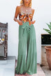 Kelsidress Solid Tie Waist Ruched Wide Leg Pants