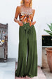 Kelsidress Solid Tie Waist Ruched Wide Leg Pants