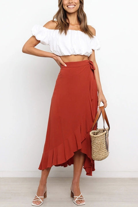 Kelsidress Tie Waist Ruffle Wrapped Skirt