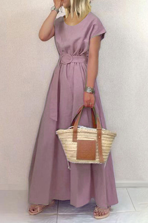 Kelsidress Crewneck Short Sleeve Maxi Swing Dress