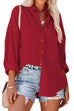 Kelsidress Dropped Shoulder Button Down Blouse Shirt