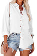 Kelsidress Dropped Shoulder Button Down Blouse Shirt