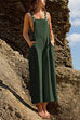 Kelsidress Solid Wide Leg Tank Overalls with Pockets