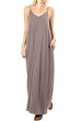 Kelsidress Solid V Neck Loose Cami Dress with Pockets