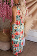 Kelsidress Crewneck Sleeveless High Waist Floral Printed Dress