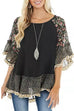 Kelsidress Crewneck Batwing Sleeve Printed Splice Top