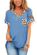 Kelsidress V Neck Short Sleeve Leopard Splice Top