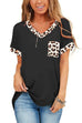 Kelsidress V Neck Short Sleeve Leopard Splice Top