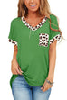 Kelsidress V Neck Short Sleeve Leopard Splice Top