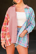 Kelsidress Buttons Side Split Plaid Splice Shirt Cardigans