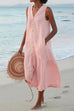 Kelsidress V Neck Sleeveless Button Down Beach Dress