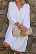 Kelsidress Solid 3/4 Sleeve Crewneck Ruched Shirt Dress