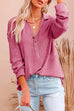 Kelsidress Solid Lapel Buttons Long Sleeve T-shirt