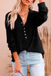 Kelsidress Solid Lapel Buttons Long Sleeve T-shirt