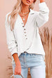Kelsidress Solid Lapel Buttons Long Sleeve T-shirt