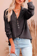 Kelsidress Solid Lapel Buttons Long Sleeve T-shirt