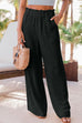 Kelsidress Solid Elastic Waist Wide Leg Pants with Pockets