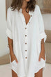 Kelsidress Button Down Cotton Linen Blouse Shirt