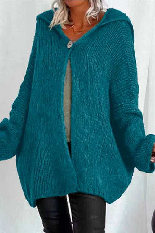 Kelsidress One Button Batwing Hoodied Sweater