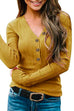 Kelsidress Solid V Neck Buttons Slim Fit Sweater
