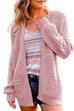 Kelsidress Open Front Lantern Sleeve Knit Cardigans with Pockets