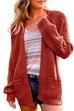 Kelsidress Open Front Lantern Sleeve Knit Cardigans with Pockets