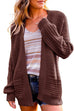 Kelsidress Open Front Lantern Sleeve Knit Cardigans with Pockets