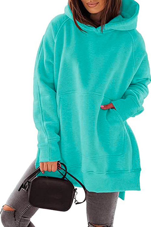 Kelsidress Crewneck Long Sleeve Hoodied Sweatshirt with Pocket