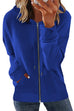 Kelsidress Drawstring Zip Up Hoodied Sweatshirt with Pockets