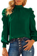 Kelsidress Stylish Turtleneck Puff Sleeve Blouses Shirt