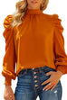 Kelsidress Stylish Turtleneck Puff Sleeve Blouses Shirt