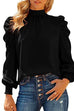 Kelsidress Stylish Turtleneck Puff Sleeve Blouses Shirt