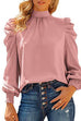 Kelsidress Stylish Turtleneck Puff Sleeve Blouses Shirt