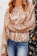 Kelsidress Sparkly Crewneck Manches Longues Ruffle Sequin Tops