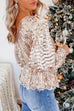 Kelsidress Sparkly Crewneck Long Sleeve Ruffle Sequin Tops