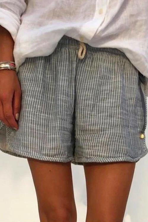 Kelsidress Tie Waist Wide Leg Striped Shorts with Pockets